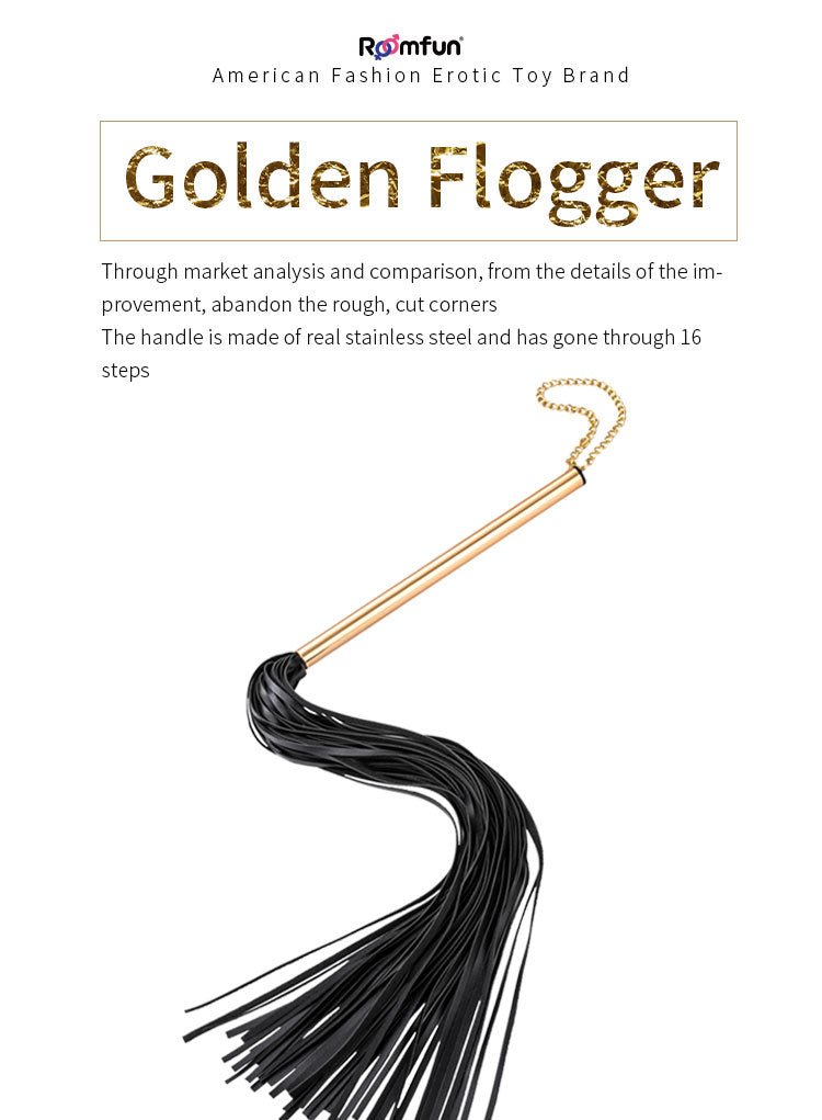 Leather Flogger Bondage Kit - Golden Belt Spanking BDSM Sex Toys for Men Women