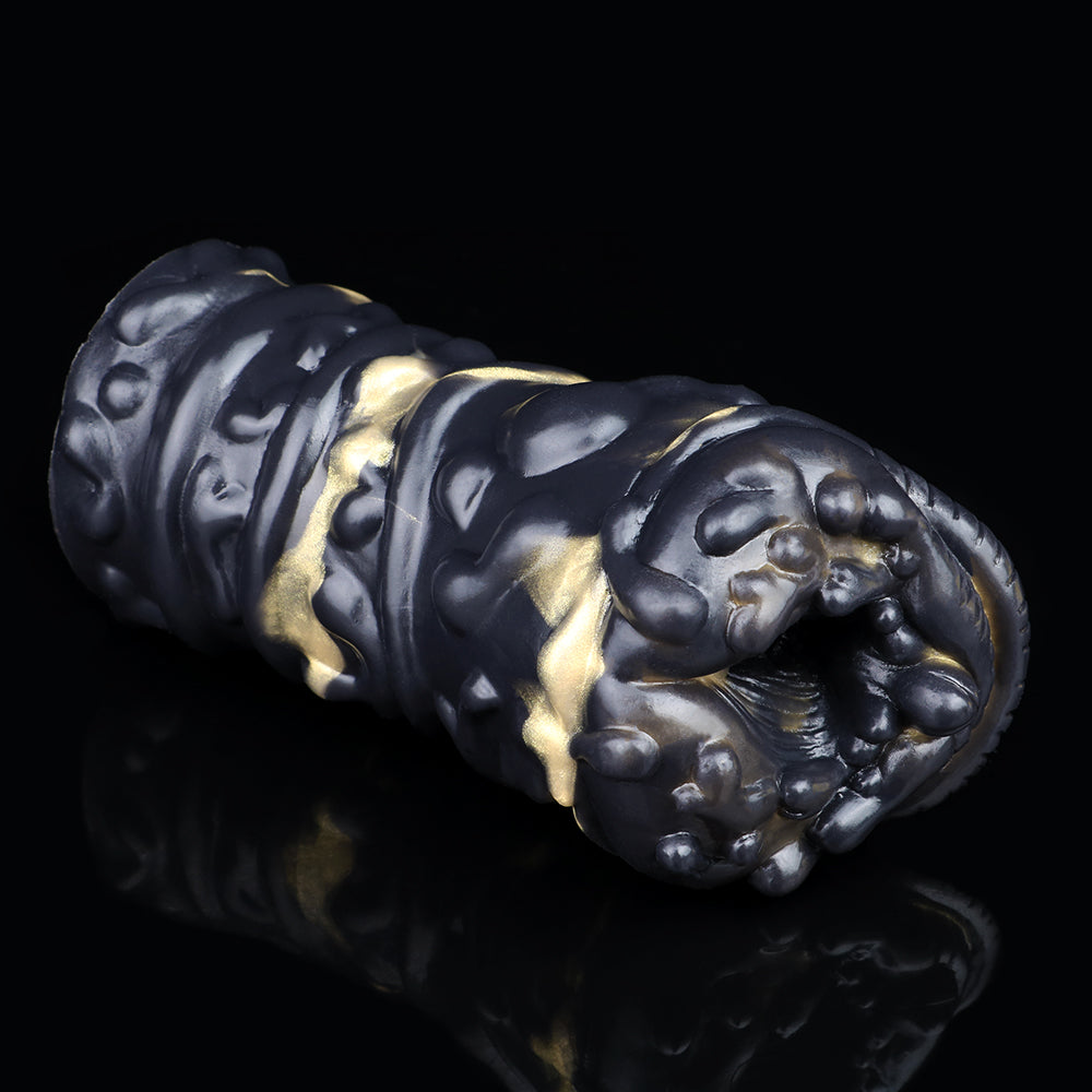 Monster Fantasy Pocket Pussy – Black Gold Silicone Vagina Male Masturbator