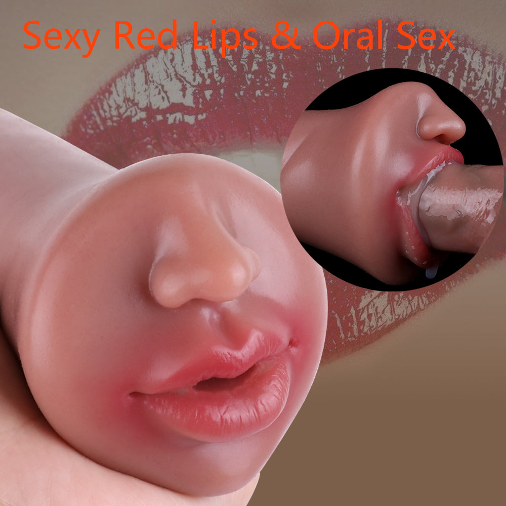 Realistic Lips Pussy Pocket Oralsex Toys — Fantasy Silicone Masturbation Cup