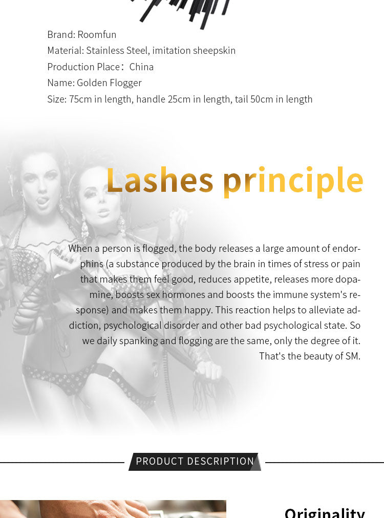 Leather Flogger Bondage Kit - Golden Belt Spanking BDSM Sex Toys for Men Women