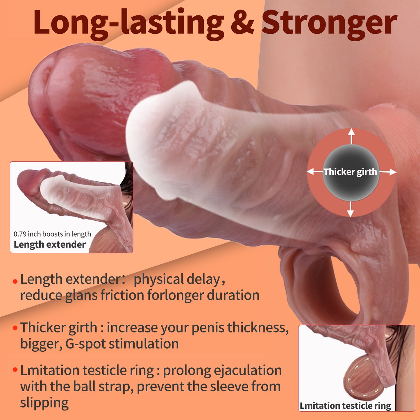 Silicone Realistic Cock Sleeve - Enhanced Penis Extender Precision Sensory Design