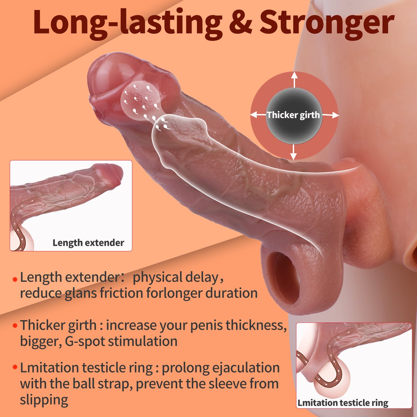Flesh-Colored Silicone Cock Sleeve – Physical Delay& Length Enhancement, Reinventing Lasting Confidence in Adult Toy Experience