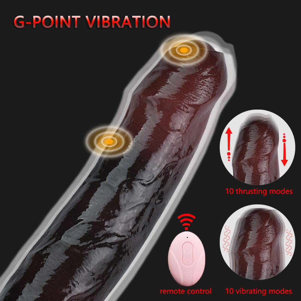 Vibrating Silicone Realistic Anal Dildo – Retractable G-Spot Female Masturbation Sex Toy