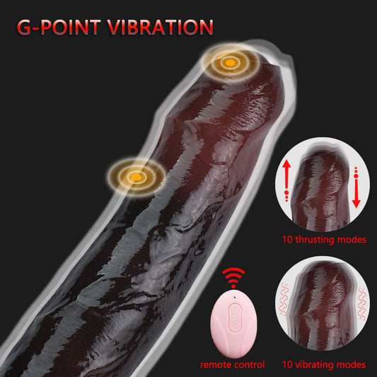 Consolador anal realista de silicona con vibración: juguete sexual retráctil para masturbación femenina con punto G