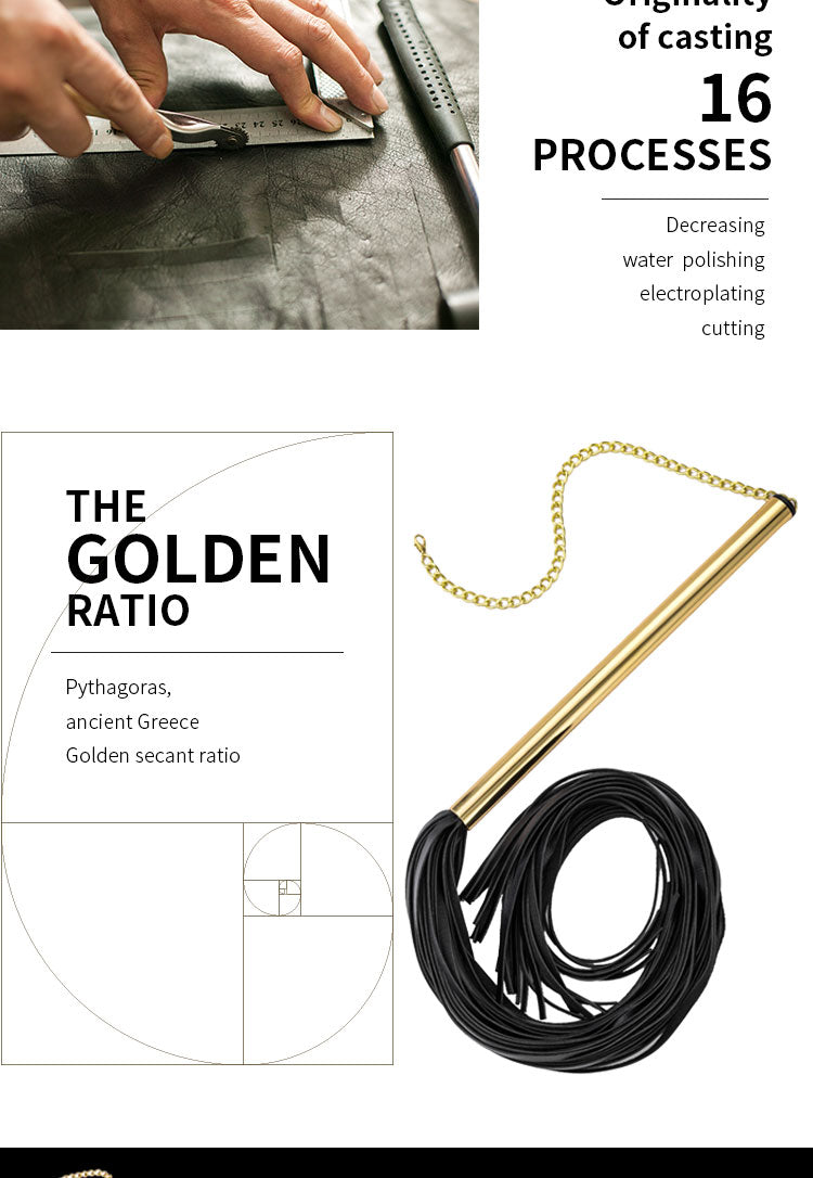Leather Flogger Bondage Kit - Golden Belt Spanking BDSM Sex Toys for Men Women