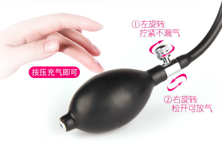 Inflatable Double Dildo Anal Butt Plug – Fantasy Balck Silicone Female Sex Toys