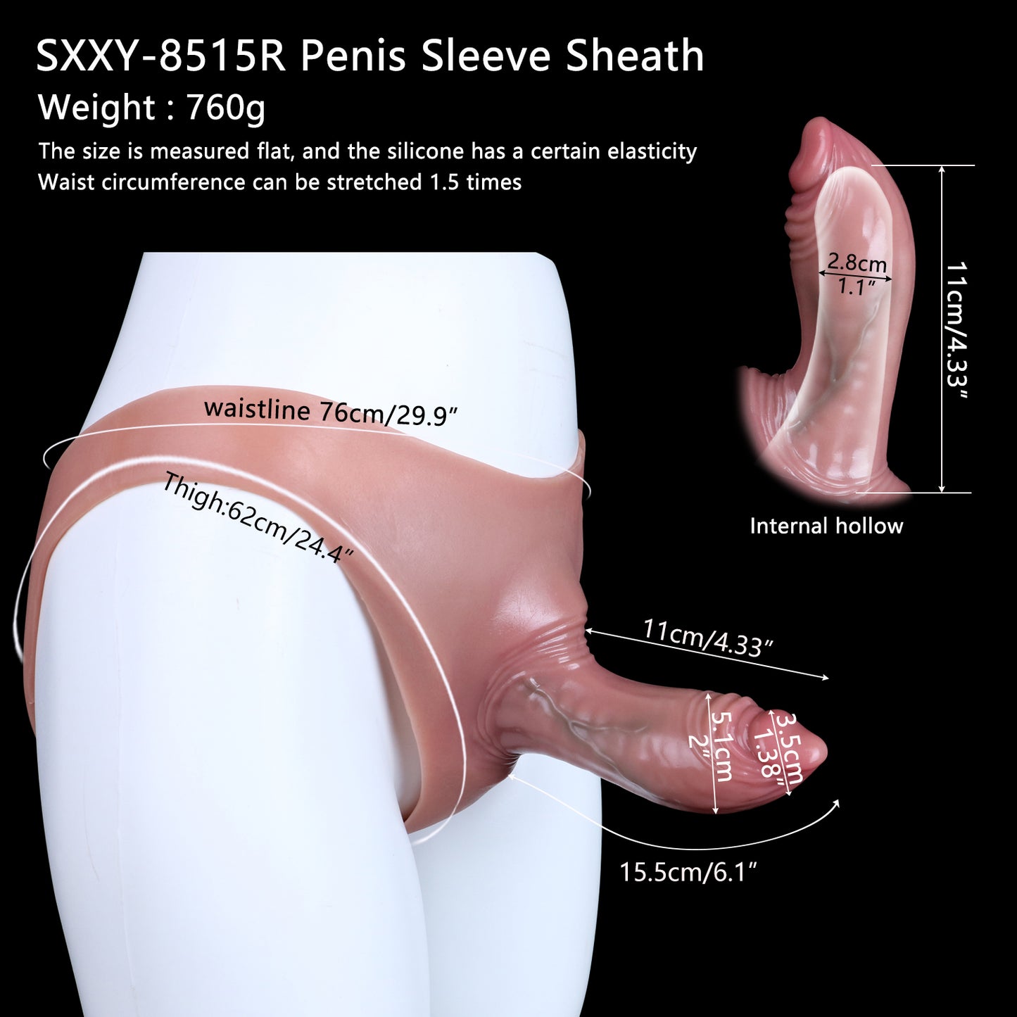 Fantasy Cock Sleeve Panties – Silicone 4.5 Inch Penis Extender Sexual Toys for Men