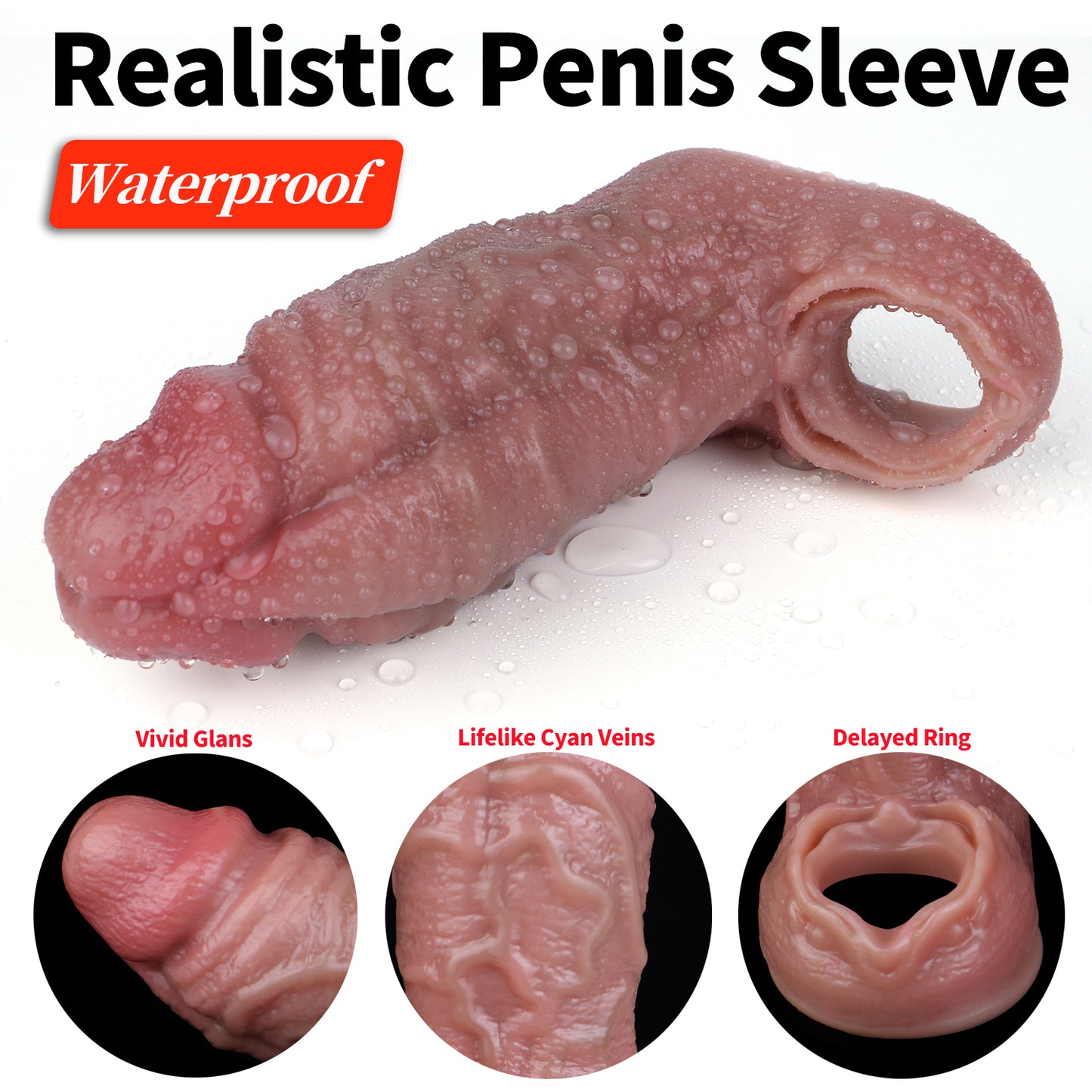 Silicone Realistic Cock Sleeve - Enhanced Penis Extender Precision Sensory Design