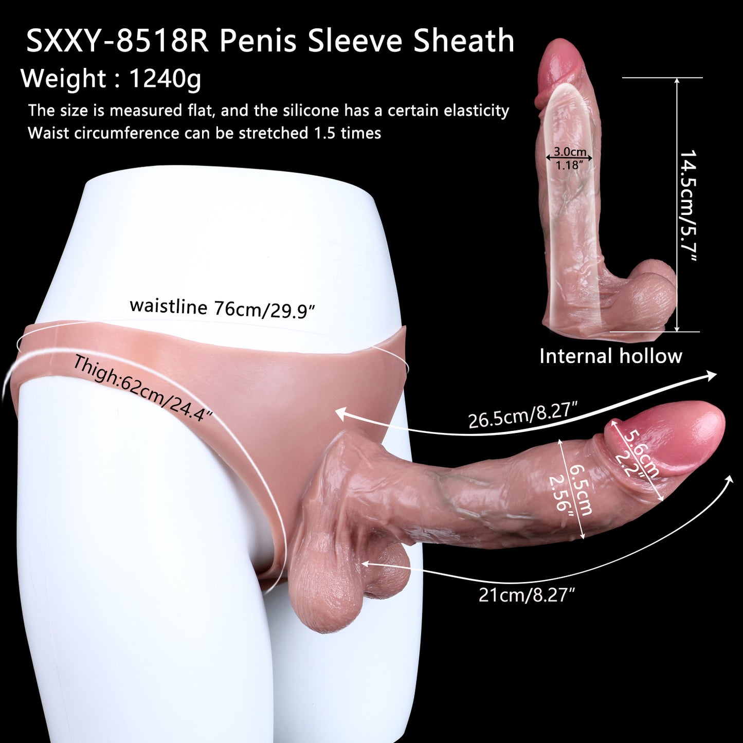 6 Inch Cock Sleeve Long Dildo Panties – Pleasure Dick Extender Penis Sheath Sex Toys for Men