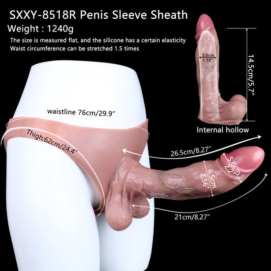 Braguitas largas con funda para pene de 15 cm: extensor de pene, juguete sexual para hombres