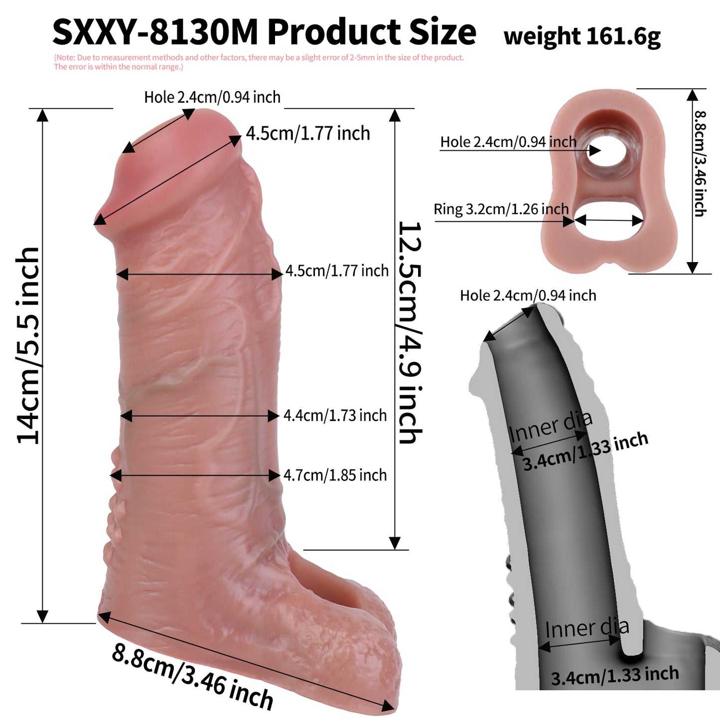Improved Male ED Silicone Ejaculation Control Cock Sleeve - Penis Extender for Enhanced Performance