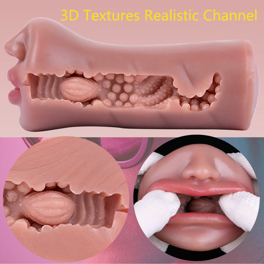 Realistic Lips Pussy Pocket Oralsex Toys — Fantasy Silicone Masturbation Cup
