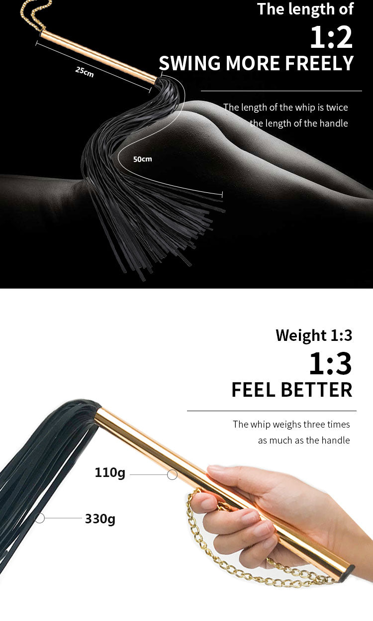 Leather Flogger Bondage Kit - Golden Belt Spanking BDSM Sex Toys for Men Women