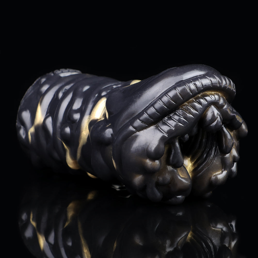 Monster Fantasy Pocket Pussy – Black Gold Silicone Vagina Male Masturbator