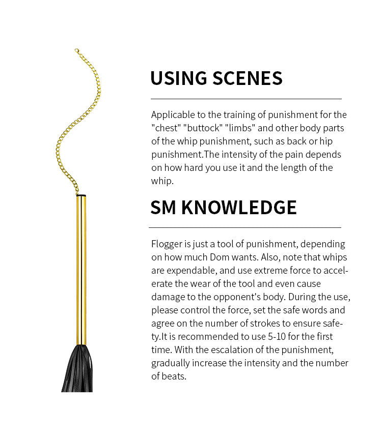 Leather Flogger Bondage Kit - Golden Belt Spanking BDSM Sex Toys for Men Women
