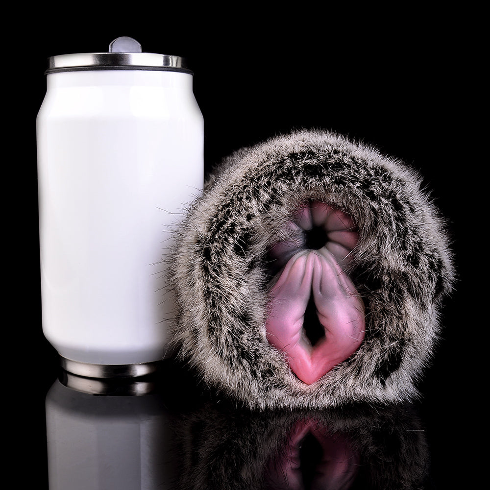 Bull-Shaped Fur Pocket Pussy – Dual-Channel for Male Penile Massage Stimulation