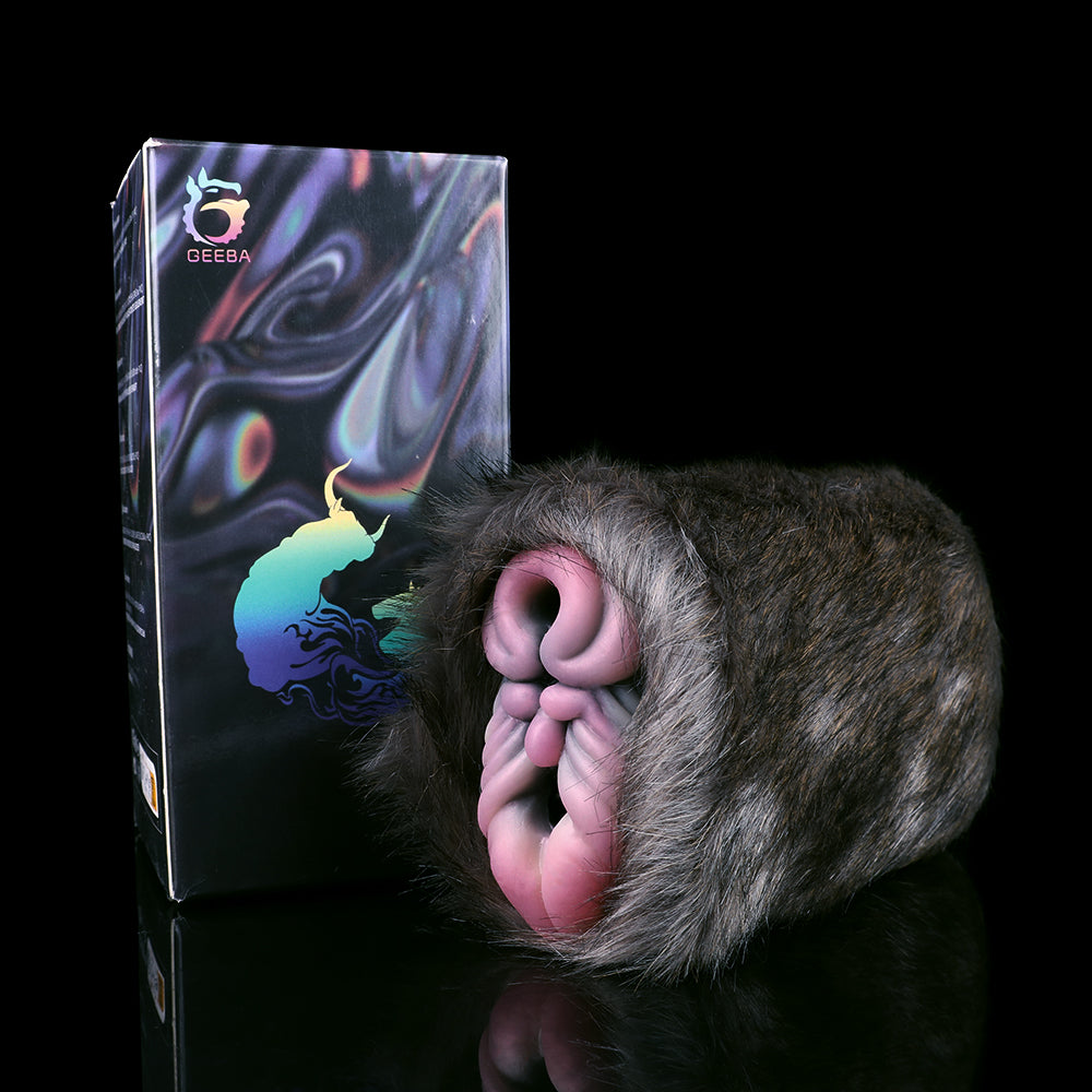 Rhino-Shaped Male Pocket Pussy – Silicone Plush Fur Penis Massager Blowjobs