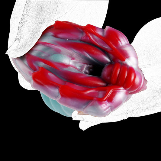 Copa de bolsillo para mamadas de silicona de bambú oscuro con diseño de fantasía: juguetes de masaje para la inserción del pene masculino