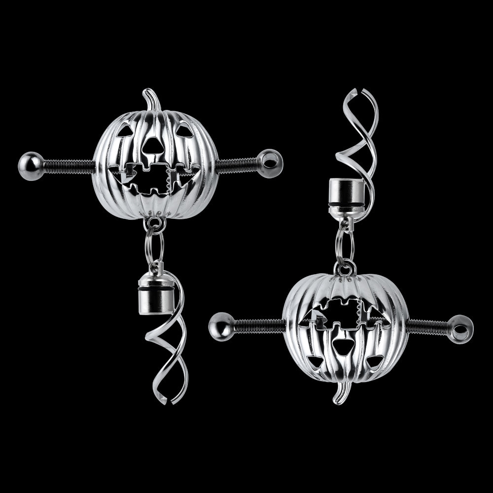 Pumpkin Lantern Nipple Clamps Rope Bondage - Leather HarnessFemale Sex Toys of BDSM