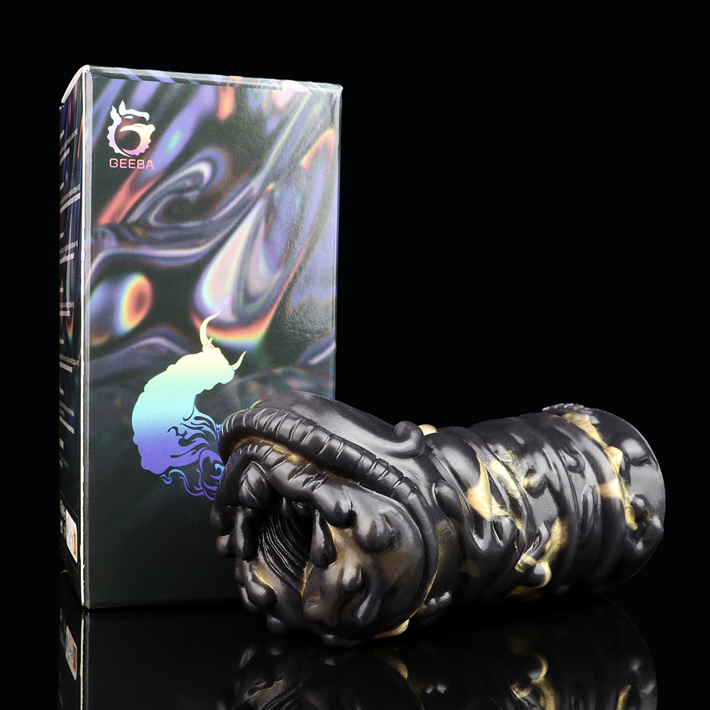 Monster Fantasy Pocket Pussy – Black Gold Silicone Vagina Male Masturbator