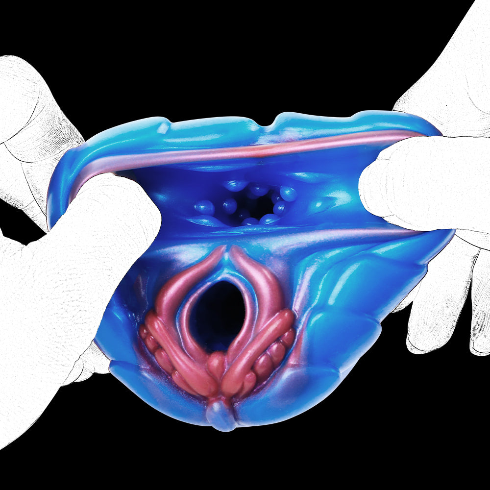 Insectoid Fantasy Vibrating Pocket Pussy — Spiral Silicone Masturbation Cup Shell