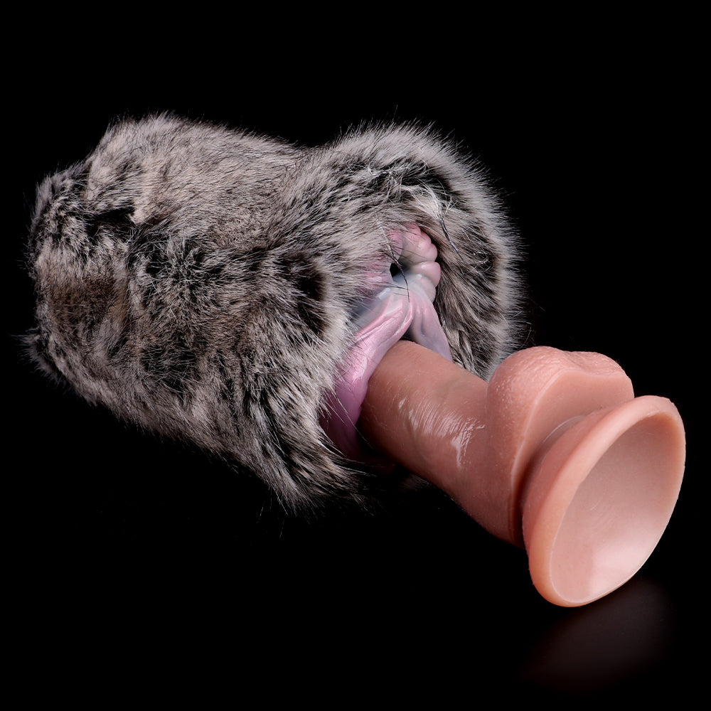 Bull-Shaped Fur Pocket Pussy – Dual-Channel for Male Penile Massage Stimulation