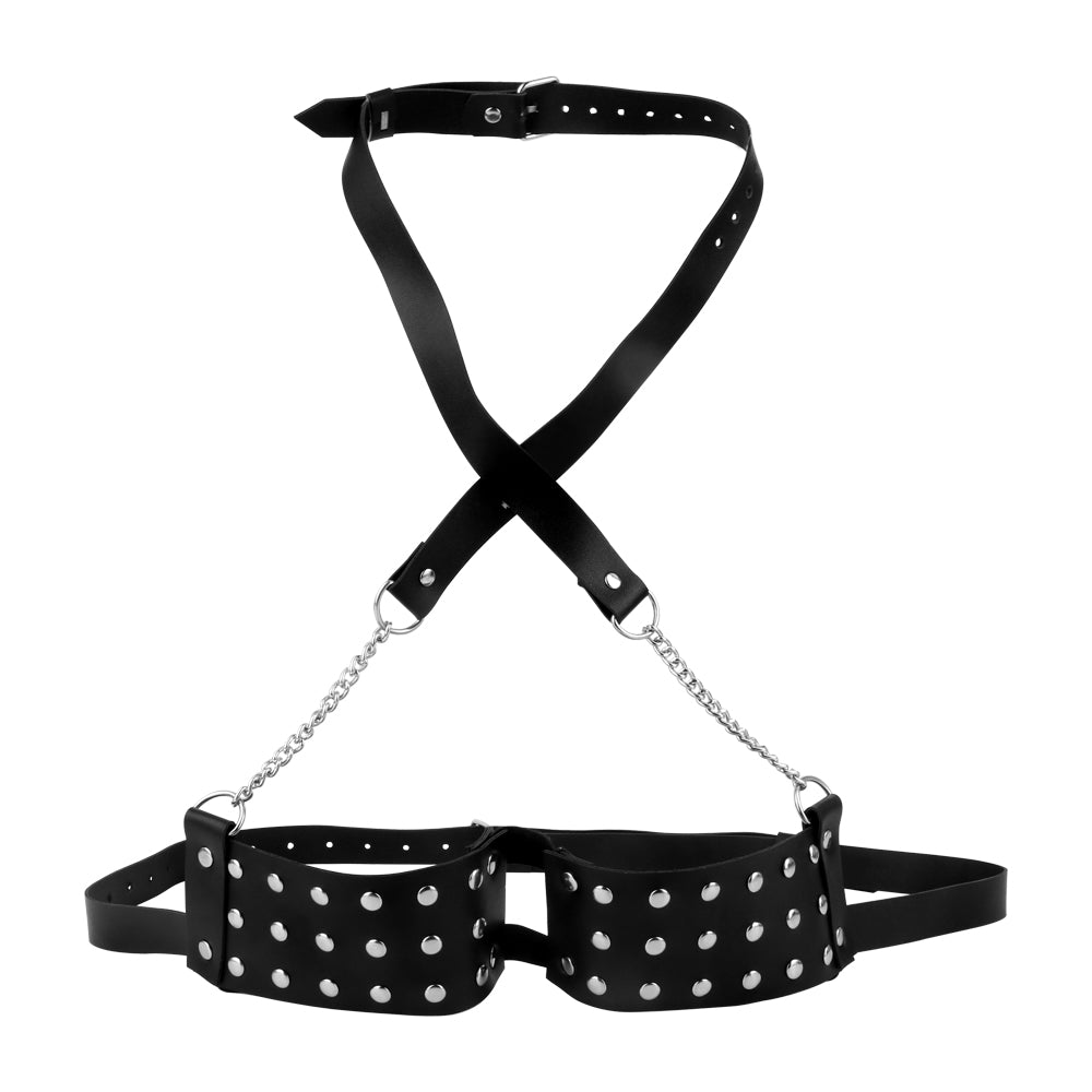 Leather Bondage Lingerie - Spiked Elastic Cupless Bra Corset Sex Toys for Women BDSM Game