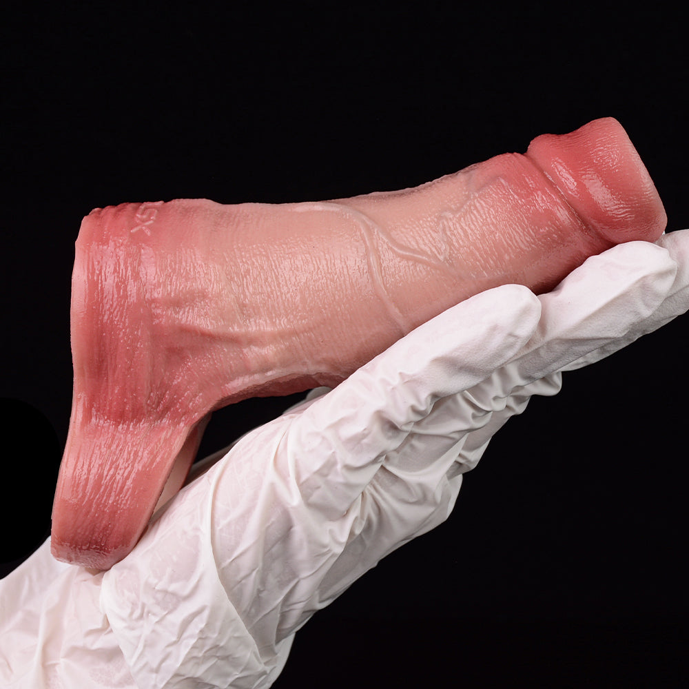 Semi-Enclosed Realistic Silicone Penis Sleeve — Reusable Male Cock Extender Sex Toys