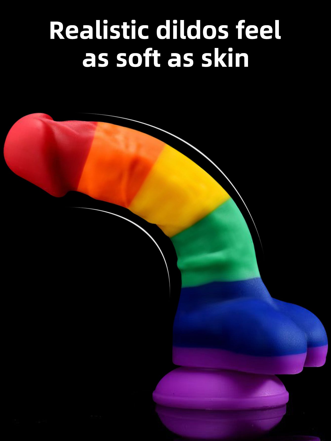 Realistic Silicone Anal Dildo -Rainbow Suction Cup Female Sex Toys