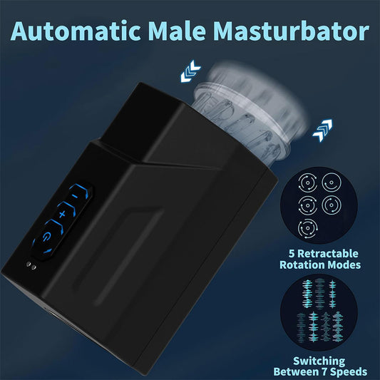 Masturbador masculino automático con vibración y masajeador de pene multifuncional.