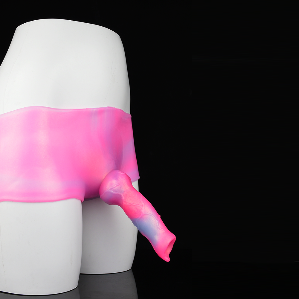 Consolador con correa de silicona rosa de fantasía: ideal para el juego lésbico y la autoexploración