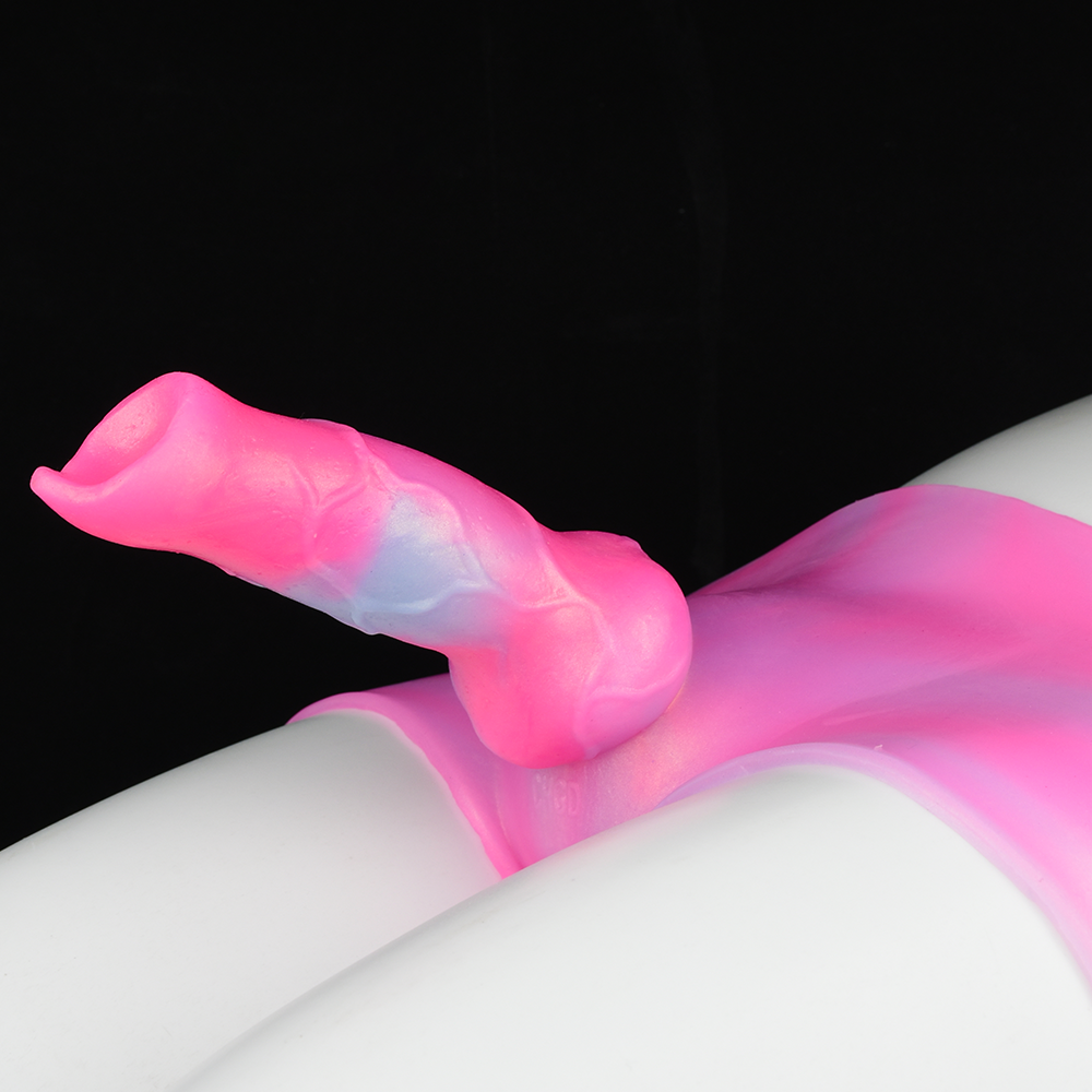Consolador con correa de silicona rosa de fantasía: ideal para el juego lésbico y la autoexploración