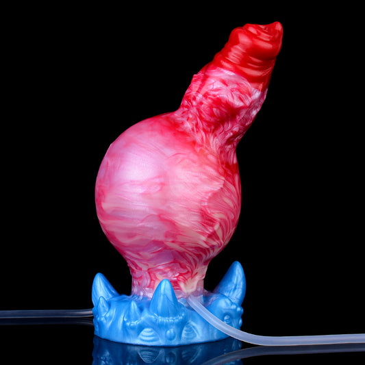 Consolador inflable carmesí de fantasía squirting: juguete de masturbación con inserción y expansión vaginal para mujeres