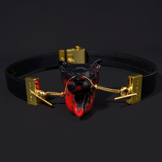 Mordaza de bola Fantasies: mordaza de bola vertical con forma de perro para adictos al poder