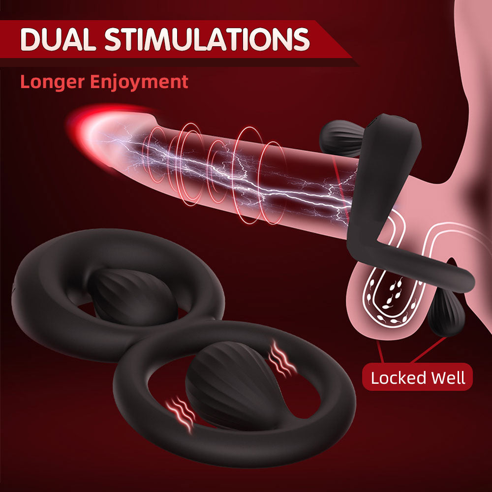 Penis Massage Vibrating Cock Ring-Dual Stimulation & Endurance Booster Sex Game
