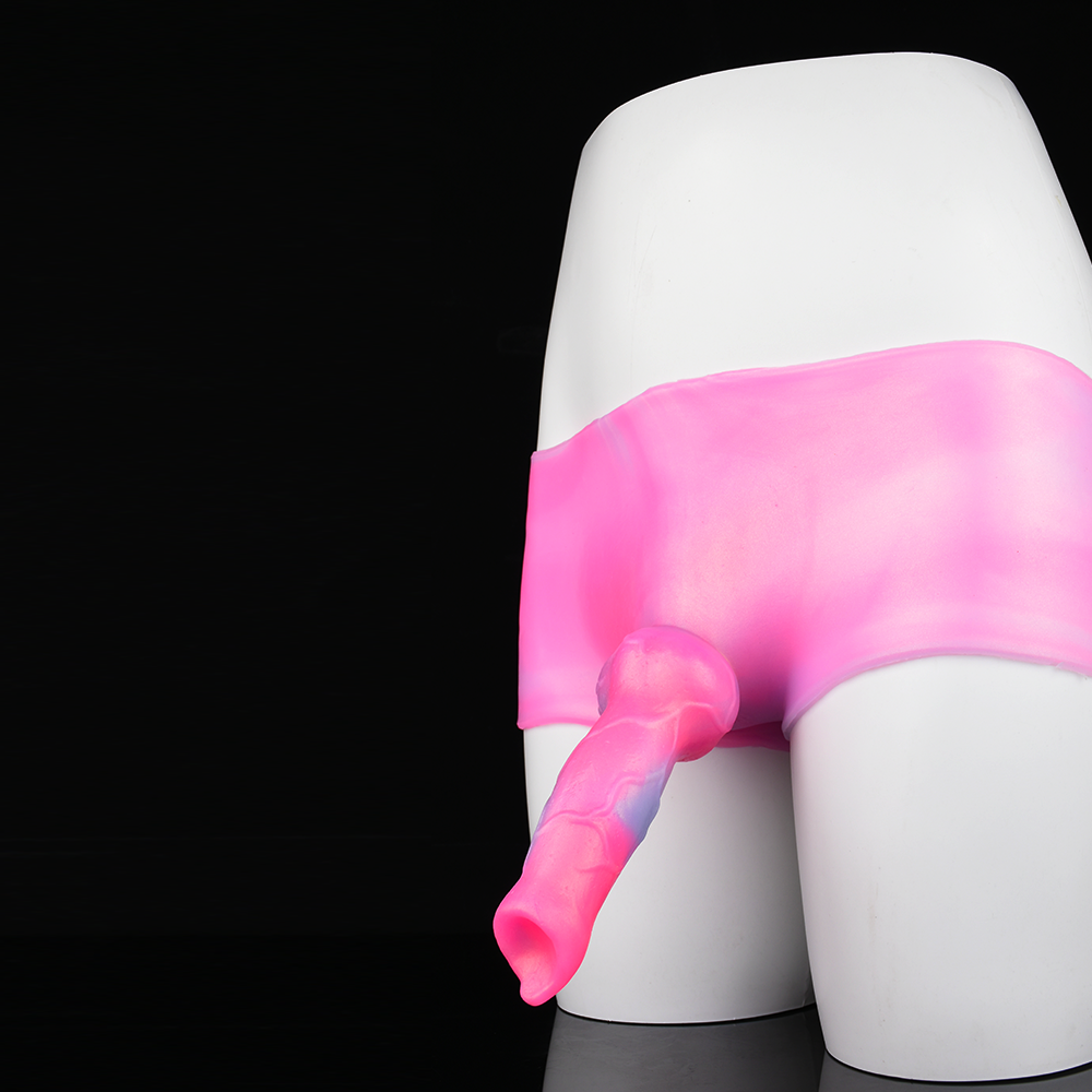 Consolador con correa de silicona rosa de fantasía: ideal para el juego lésbico y la autoexploración