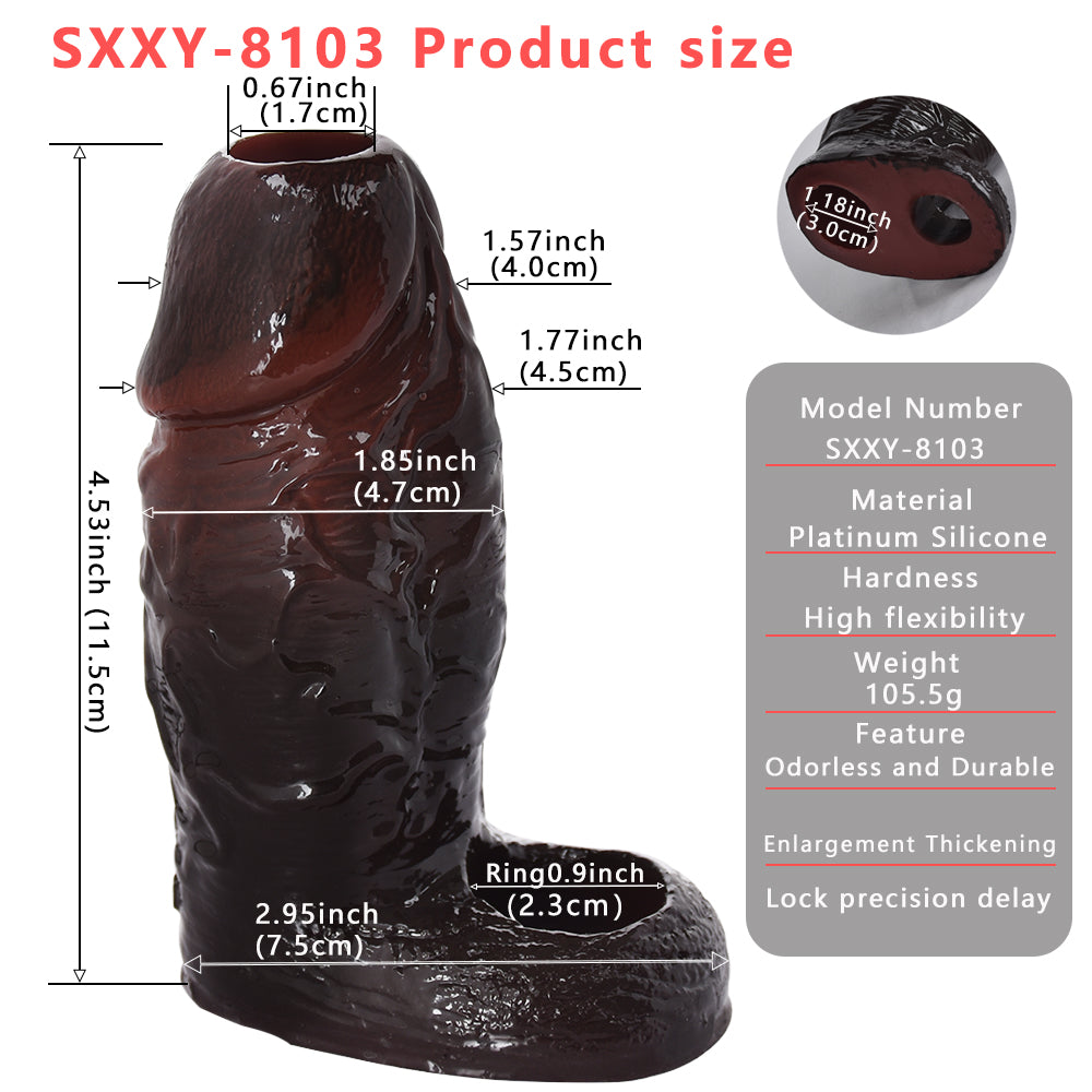 Dual-Texture Penis Sleeve Sheath – Lifelike Cock Extender for Enhanced Male Pleasure