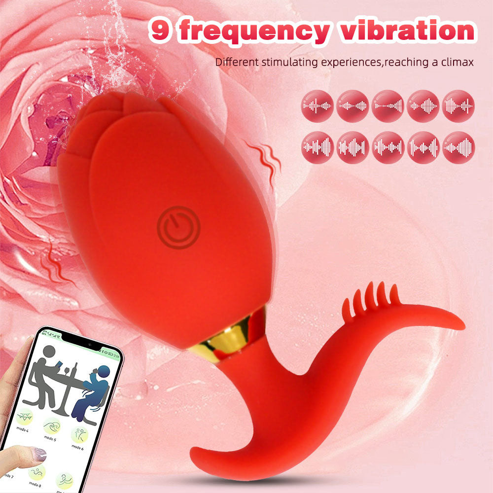 App Controlled Vibrating Anal Plug Rose Toy – Red Waterproof Silicone Female Sex Toy