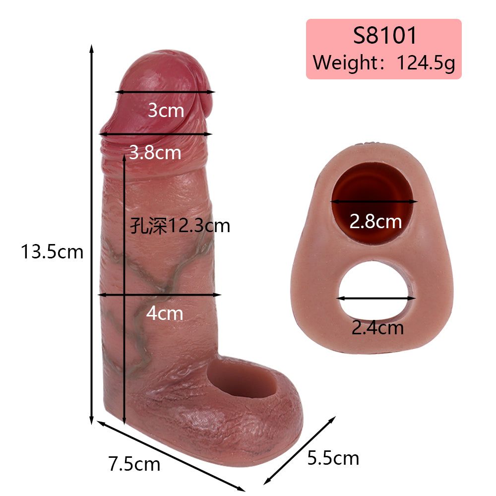 Rounded Real-Feel Cock Sleeve – 5-Inch Silicone Penis Extender Sex Toys For Men