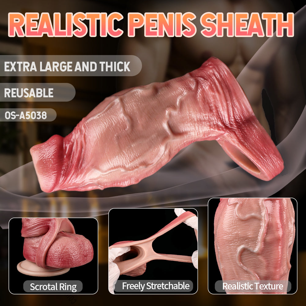 Realistic Silicone Penis Sleeve – Enhanced Size Thickness And Erectile Support