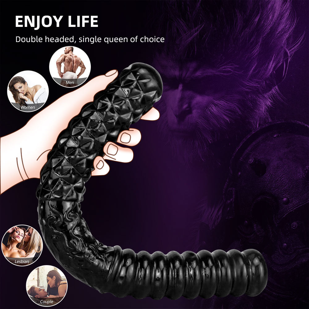 Double-Ended Anal Dildo Plug - Fantasy Black Silicone Lesbian Sex Toys