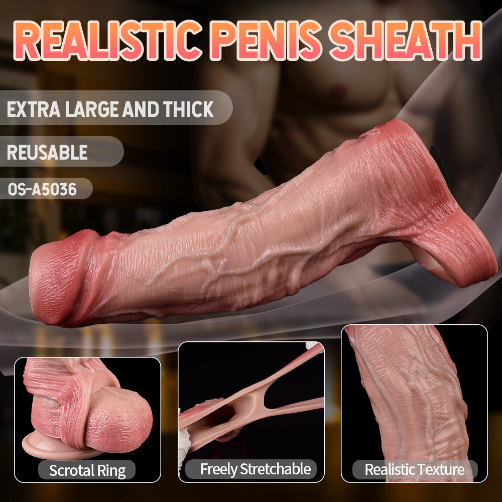 Long Silicone Penis Sleeve - Ultimate Male Cock Extender Sex Toys