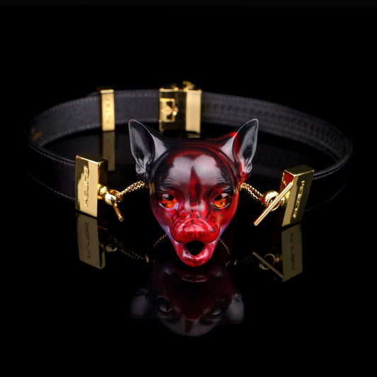 Mordaza de bola vertical con forma de cabeza de perro: juguetes sexuales BDSM únicos