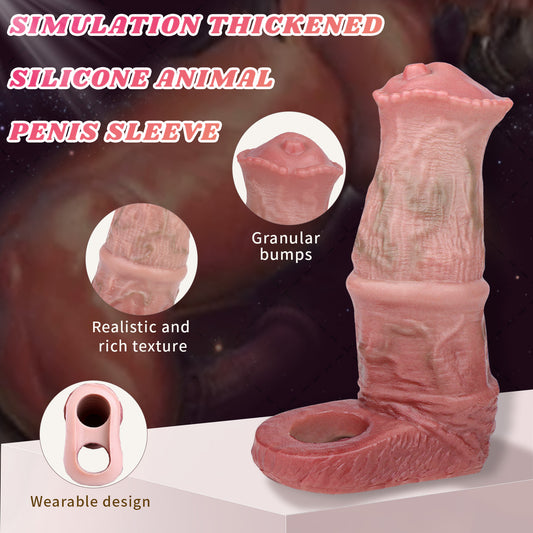 Funda de silicona para pene con engrosamiento realista - Juguetes sexuales para mejorar la erección