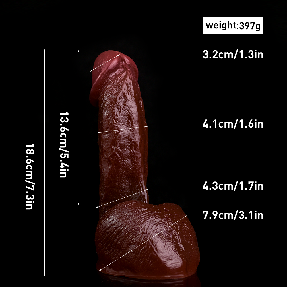 Realistic Ebony Dildo Anal Plug - Giant Scrotum Suction Cup Sexual Toys for Women