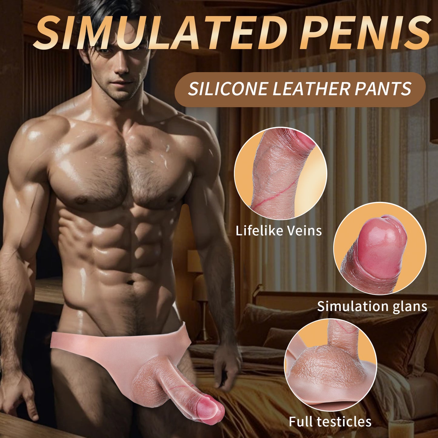 Braguitas realistas con funda para el pene de 18 cm: extensor de pene de silicona para hombres