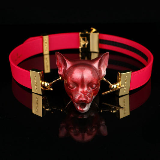 Mordaza de bola bucal Fox Bondage — Silicona roja sangre, ataduras sexuales, juguete sexual BDSM para mujeres