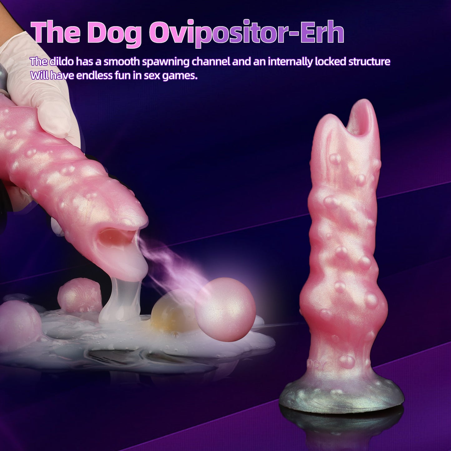 Consolador ovipositor de fantasía para perros, tapón anal en espiral, masturbación femenina con juguete sexual