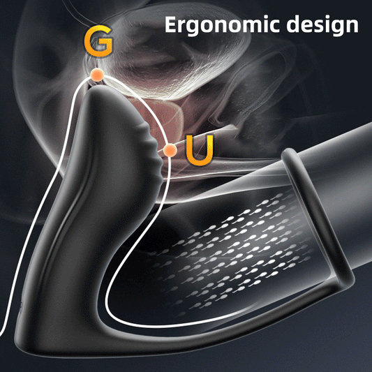 Anillo para el pene y tapón anal, vibrador y masajeador de próstata – Juguetes sexuales de silicona negra para hombres