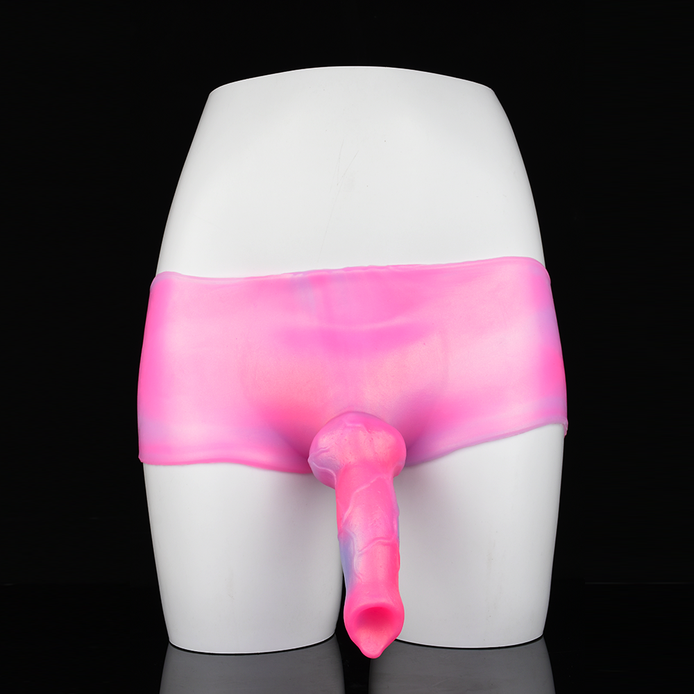 Consolador con correa de silicona rosa de fantasía: ideal para el juego lésbico y la autoexploración